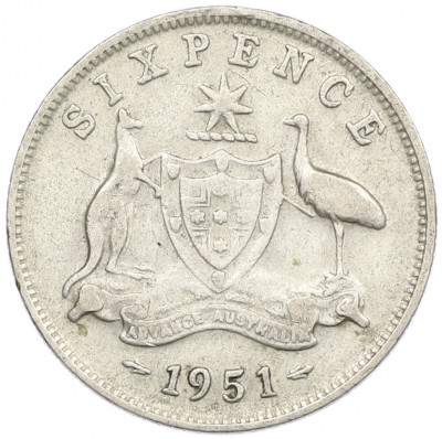 6 пенсов 1951 года Австралия