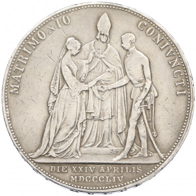 2 гульдена 1854 года Австрия «Свадьба Франца Иосифа I»