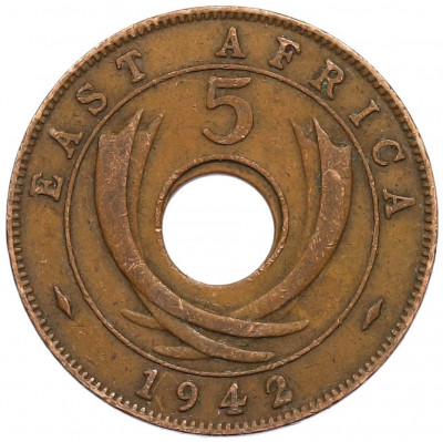 5 центов 1942 года Британская Восточная Африка