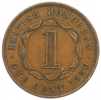 1 цент 1950 года Британский Гондурас