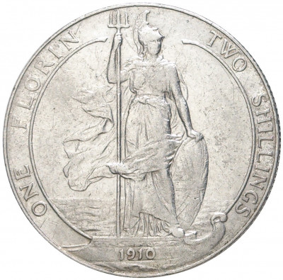 1 флорин (2 шиллинга) 1910 года Великобритания