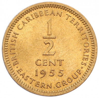1/2 цента 1955 года Британские Восточные Карибы