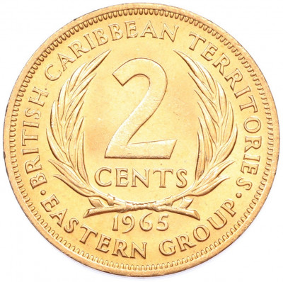 2 цента 1965 года Британские Восточные Карибы