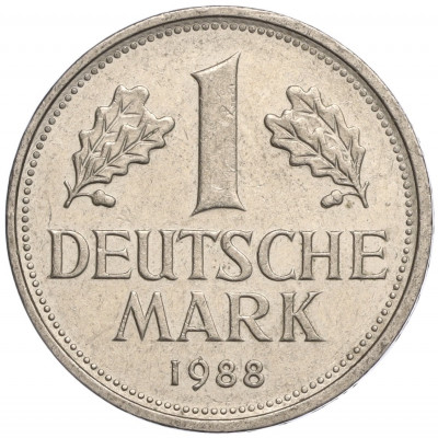 1 марка 1988 года F Западная Германия (ФРГ)