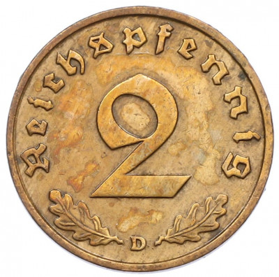 2 рейхспфеннига 1936 года D Германия