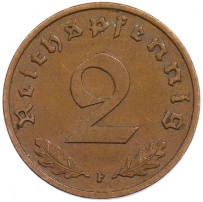 2 рейхспфеннига 1938 года F Германия