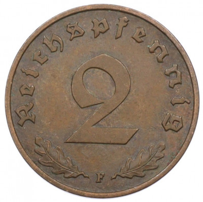 2 рейхспфеннига 1939 года F Германия
