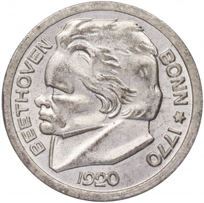 25 пфеннигов 1920 года Германия — город Бонн «Бетховен» (Нотгельд)