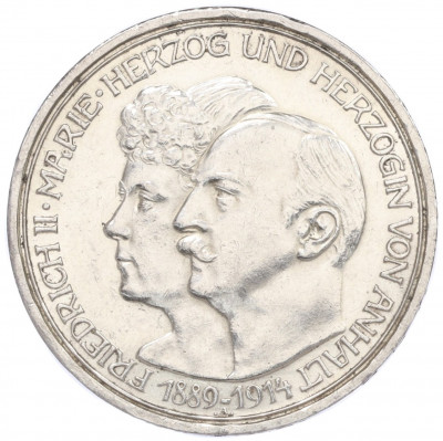 3 марки 1914 года Германия (Ангальт) «25 лет свадьбе Фридриха II и Марии Баденской»
