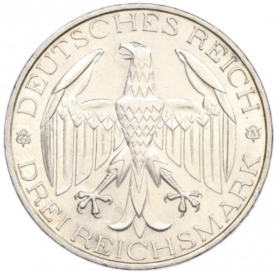 3 рейхсмарки 1929 года A Германия «Объединение Вальдека и Пруссии»