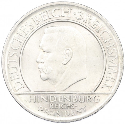 3 рейхсмарки 1929 года F Германия «10 лет Веймарской конституции»