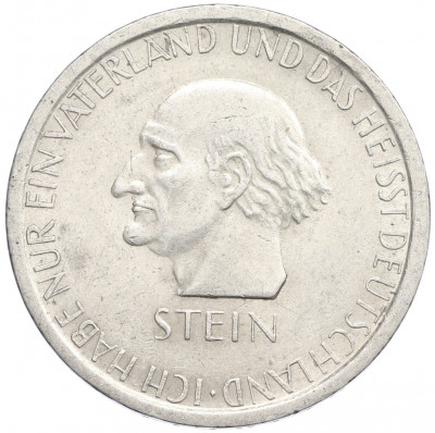 3 рейхсмарки 1931 года Германия «100 лет со дня смерти Генриха фом Штейна»