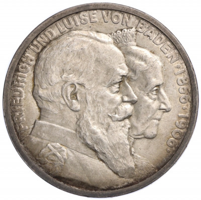 5 марок 1906 года Германия (Баден) «50 лет свадьбе Фридриха I и Луизы Прусской»