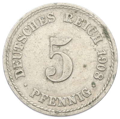 5 пфеннигов 1908 года A Германия
