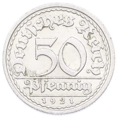 50 пфеннигов 1921 года J Германия