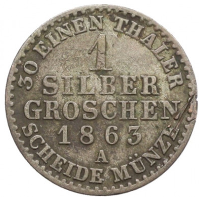 1 серебряный грош 1863 года A Пруссия