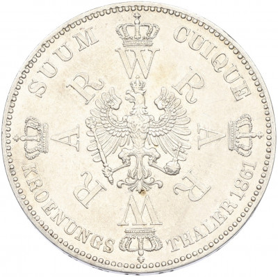 1 талер 1861 года Пруссия «Коронация Вильгельма I и Августы»