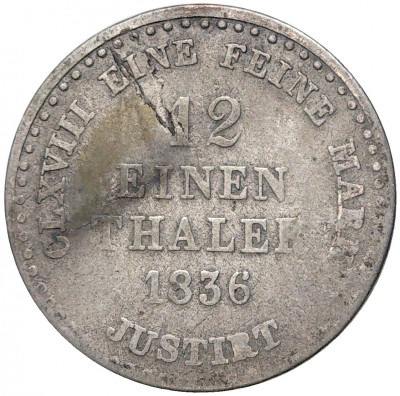1/12 талера 1836 года Ганновер