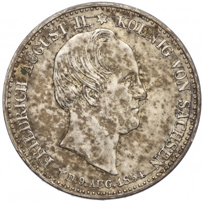 1/3 талера 1854 года Саксония «Смерть Короля Фридриха Августа II»