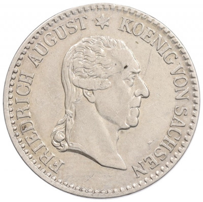 1/6 талера 1827 года Саксония «Смерть Короля Фридриха Августа I»
