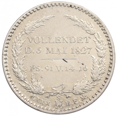 1/6 талера 1827 года Саксония «Смерть Короля Фридриха Августа I»