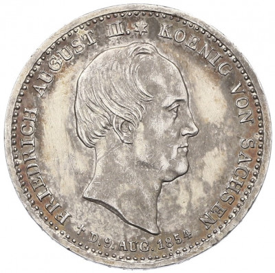 1/6 талера 1854 года Саксония «Смерть Короля Фридриха Августа II»