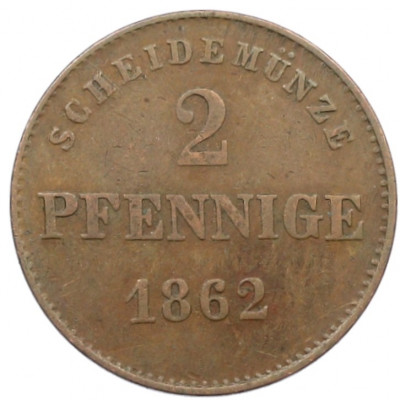 2 пфеннига 1862 года Саксен-Мейнинген