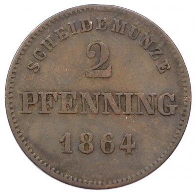 2 пфеннига 1864 года Бавария