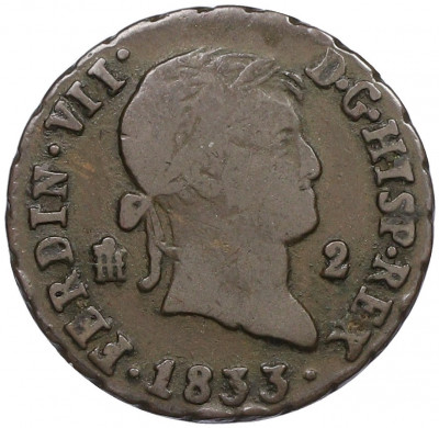2 мараведи 1833 года Испания