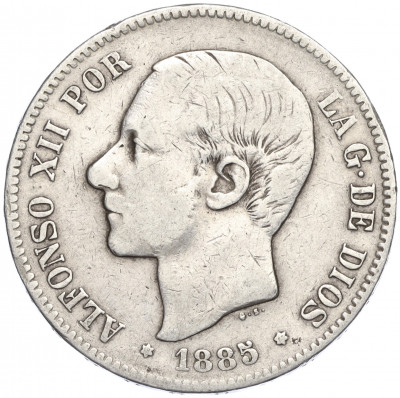5 песет 1885 года Испания