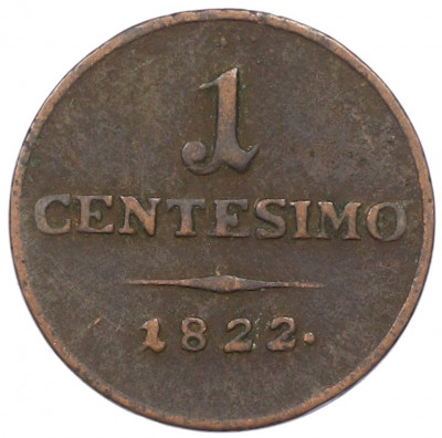1 чентезимо 1822 года Ломбардия-Венеция