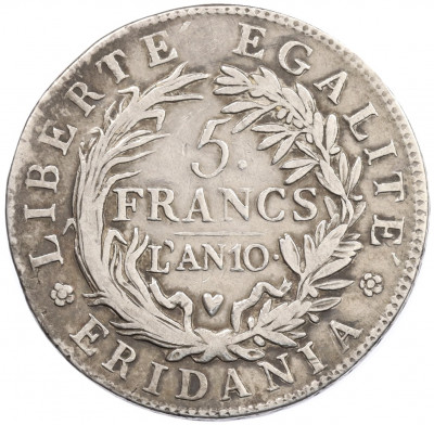5 франков 1801 года (LAN 10) Пьемонт (Субальпийская республика)