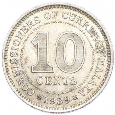 10 центов 1939 года Малайя