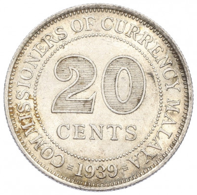 20 центов 1939 года Малайя