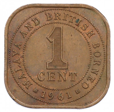 1 цент 1961 года Малайя и Британское Борнео