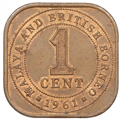 1 цент 1961 года Малайя и Британское Борнео