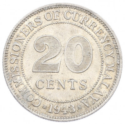 20 центов 1943 года Малайя