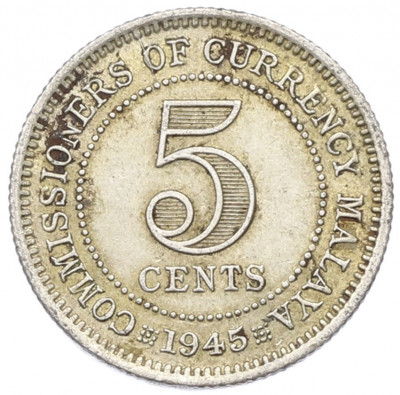 5 центов 1945 года Малайя