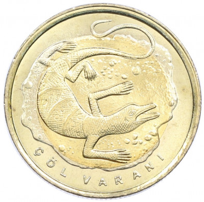 1 лира 2015 года Турция «Фауна Турции — Пустынный варан»