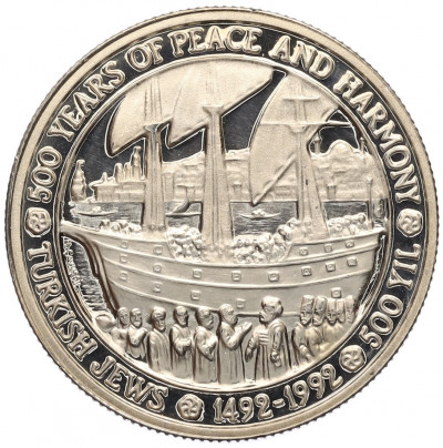 5000 лир 1992 года Турция «500 лет мира и гармонии — турецкие евреи»