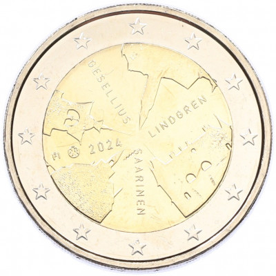 2 евро 2024 года Финляндия «Архитектурная фирма Геселлиус-Линдгрен-Сааринен»