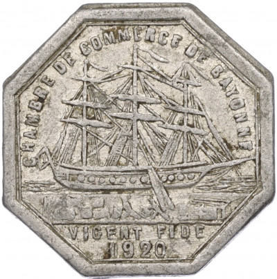 10 сантимов 1920 года Франция — Нотгельд (Торговая палата Байонна)