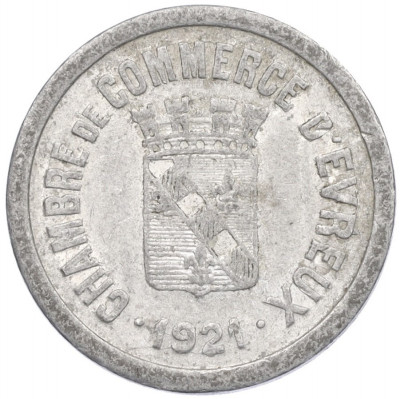 10 сантимов 1921 года Франция — город Эвре (Нотгельд)