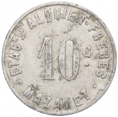 10 сантимов 1922 года Франция — комунна Мазаме (Нотгельд)