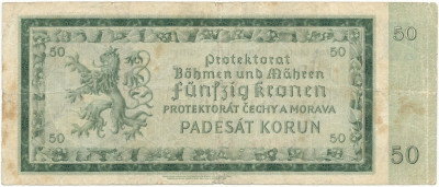 50 крон 1940 года Богемия и Моравия