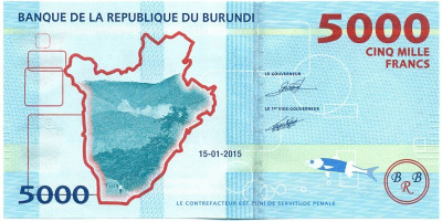 5000 франков 2015 года Бурунди