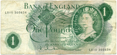 1 фунт 1962 года Великобритания (Банк Англии)
