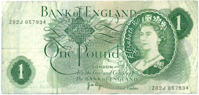 1 фунт 1970 года Великобритания (Банк Англии)