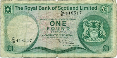1 фунт стерлингов 1981 года Великобритания (Банк Шотландии)