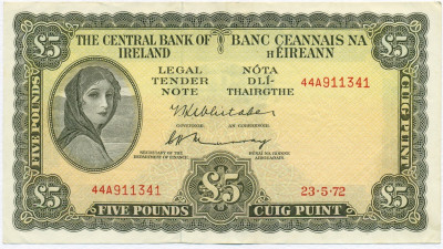 5 фунтов 1972 года Ирландия